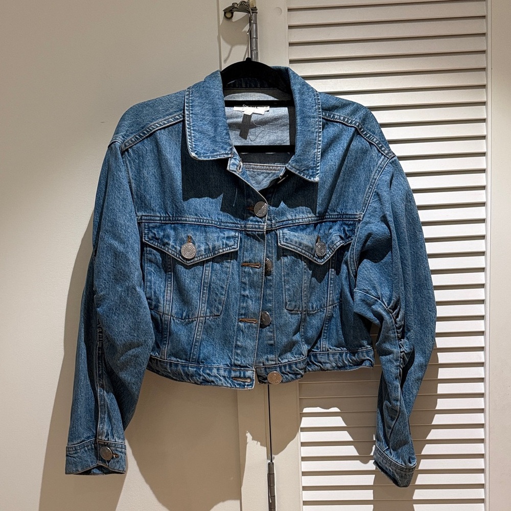 Frame Denim Blue Cropped Jean Jacket